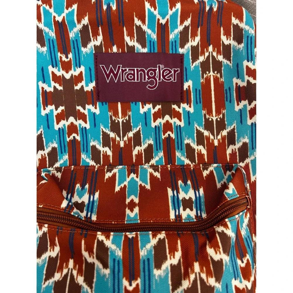 Wrangler by Montana West Aztec Southwestern Print Canvas Backpack Turquoise/Rust